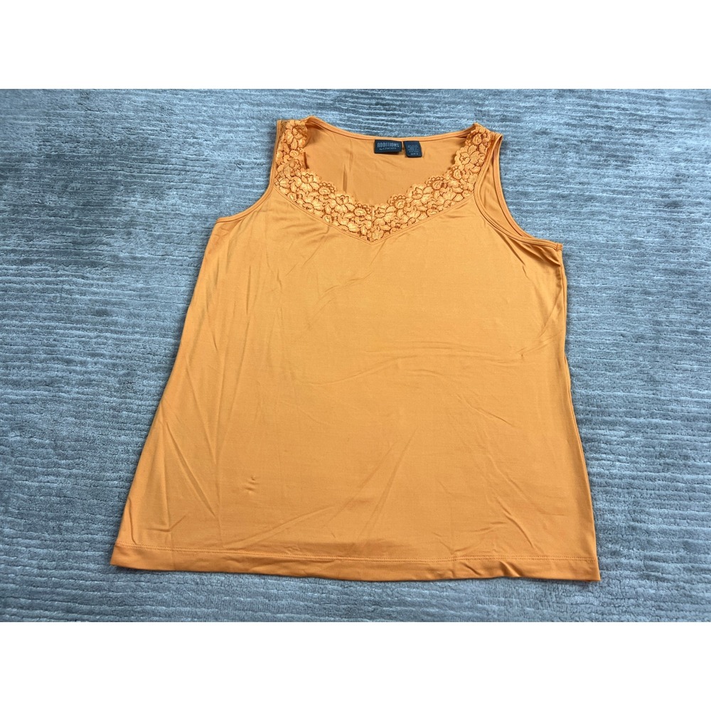 Chico's Tank Top Womens 3 Orange Additions Floral Lace V-Neck Sleeveless Stretch
